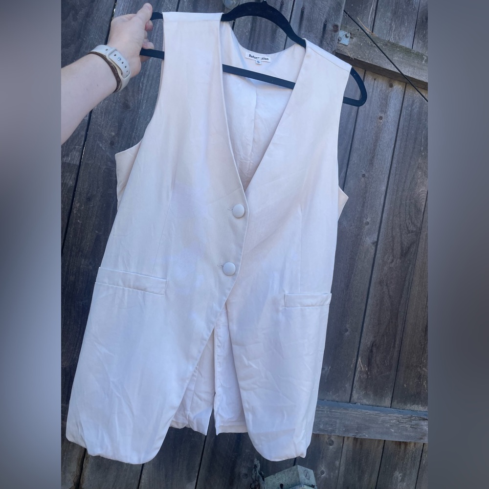 Reformation Ivory Button-Down Vest